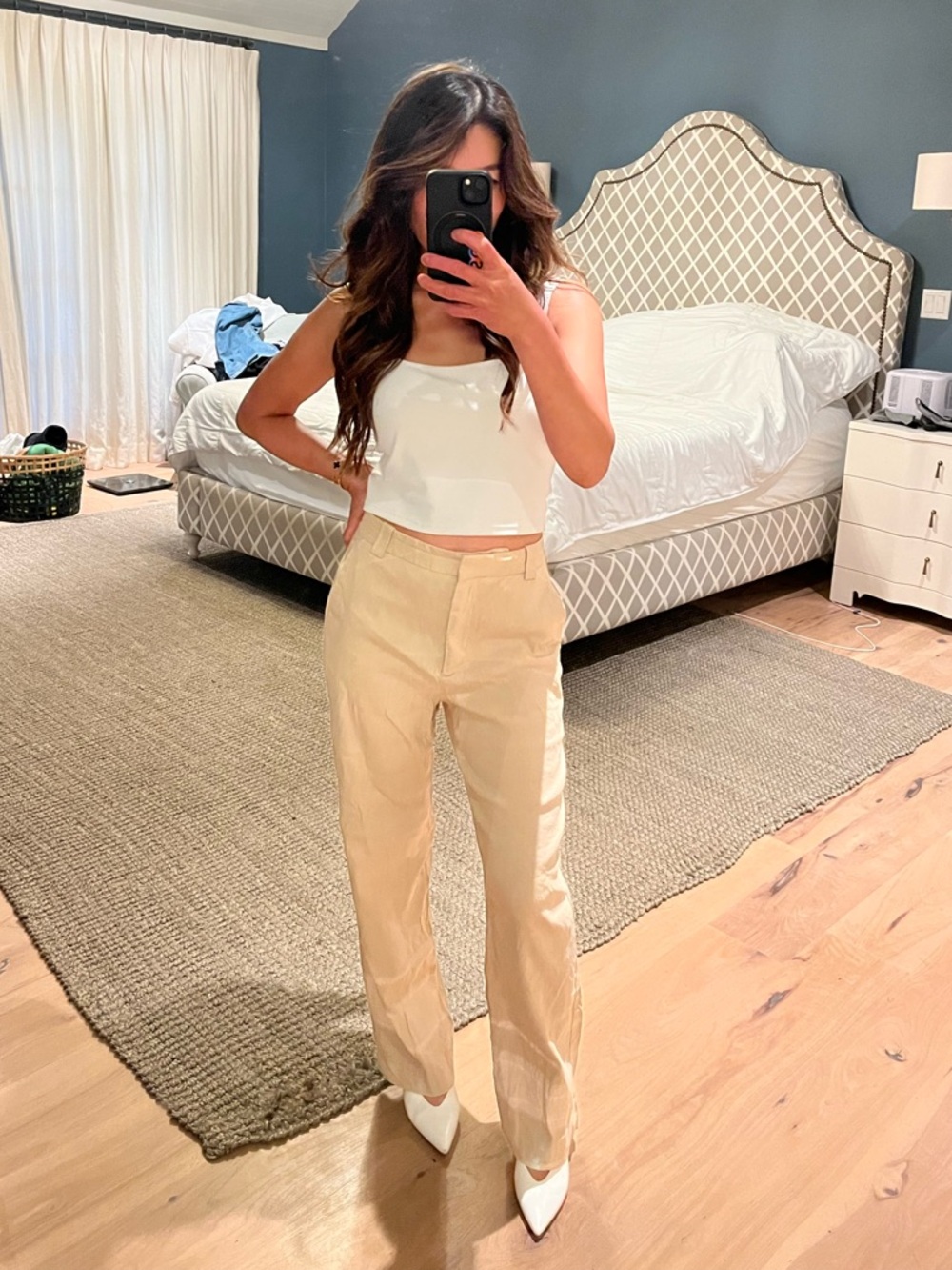Maje High-Rise straight Leg linen Trousers size 34
